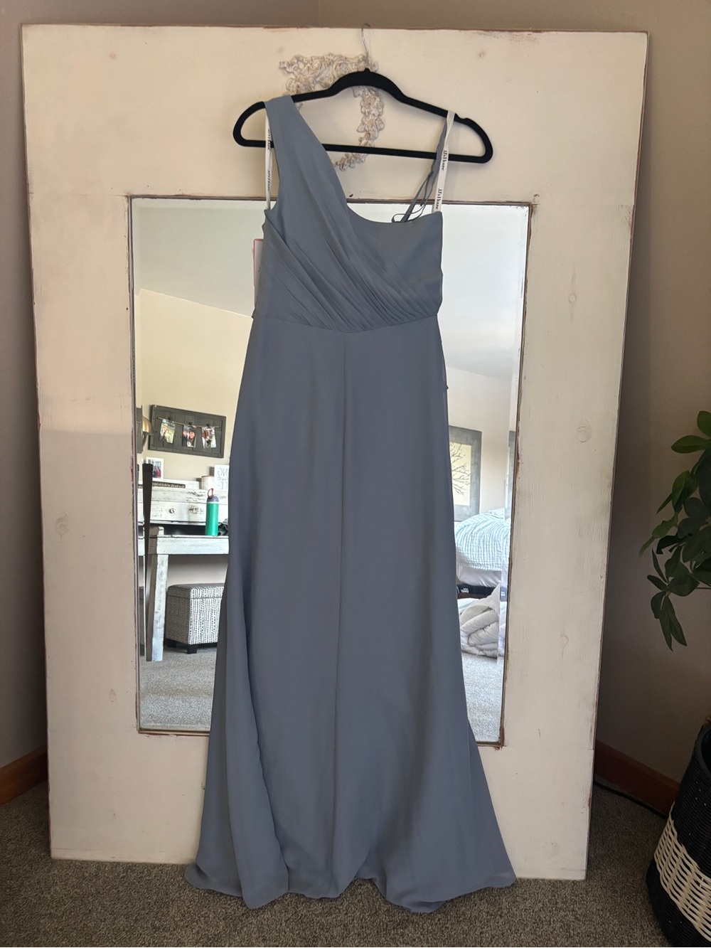 NWT JJ's House Faryn
Dusty Blue A-line One Shoulder Ruffle Chiffon - Picture 6 of 11